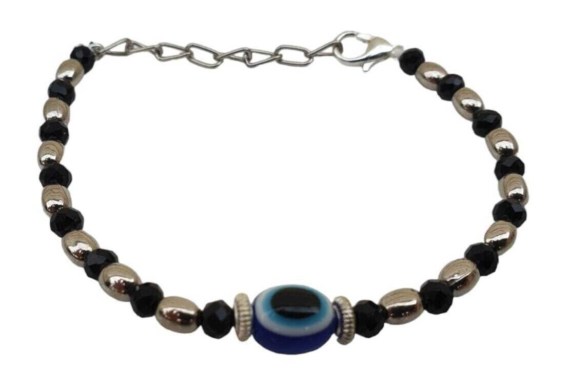 Nazar Shield Evil Eye Shani Protection Turkish Gold or Silver Tone Bracelet T7