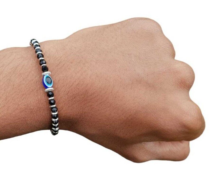 Nazar Shield Evil Eye Shani Protection Turkish Gold or Silver Tone Bracelet T7
