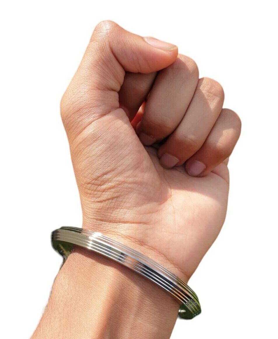 Stainless Steel Kara Seven Lines Bangle Sikh Singh Karha Khalsa Edged Kada CC30R Unisex Smooth Bracelet