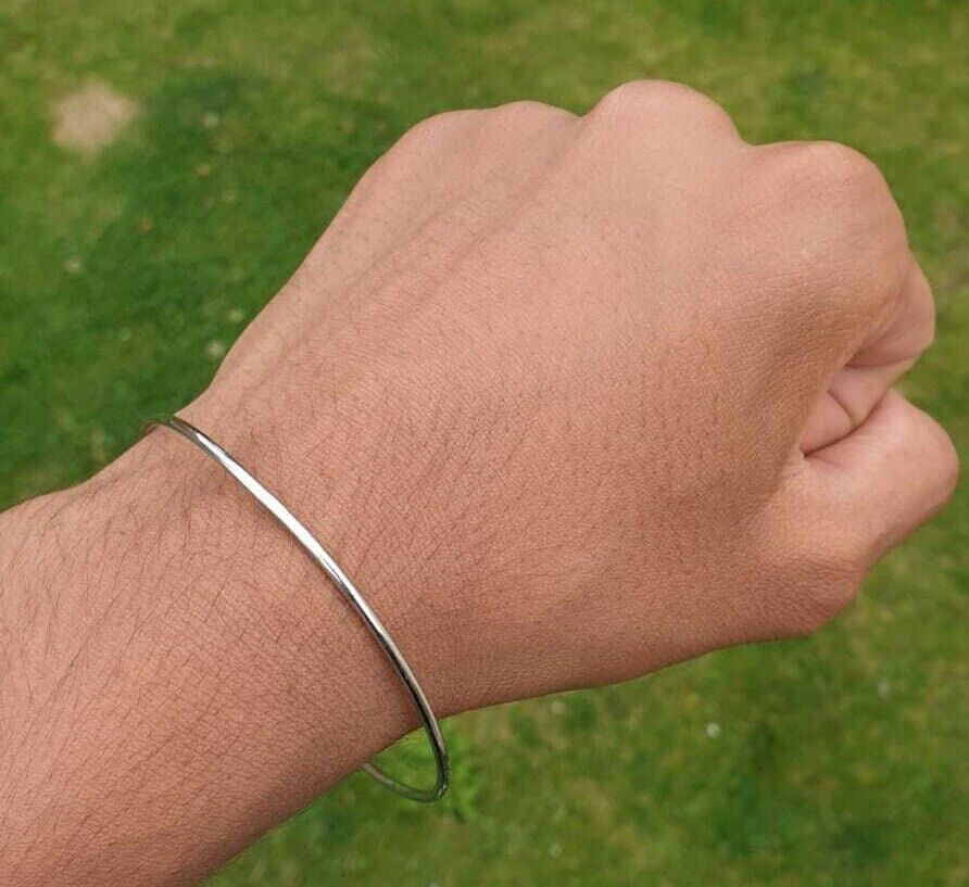 Chrome Plated Kara Smooth Extra Thin Bangle Sikh Bracelet Singh Khalsa Kada S8