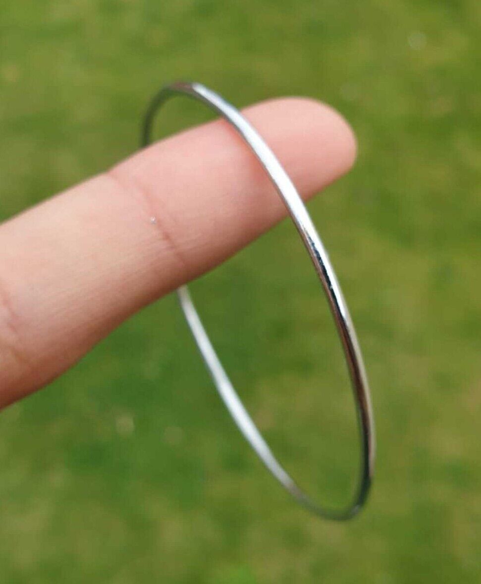 Chrome Plated Kara Smooth Extra Thin Bangle Sikh Bracelet Singh Khalsa Kada S8