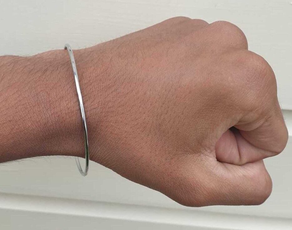 Chrome Plated Kara Smooth Extra Thin Bangle Sikh Bracelet Singh Khalsa Kada S8
