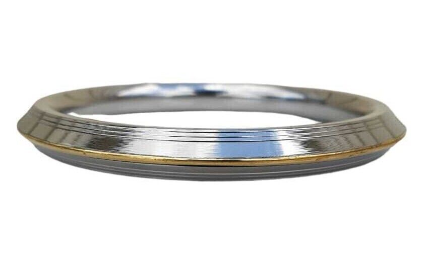 Stainless Steel Kara Lines Design Brass Edge Sikh Bangle Singh Khalsa Kada V38R