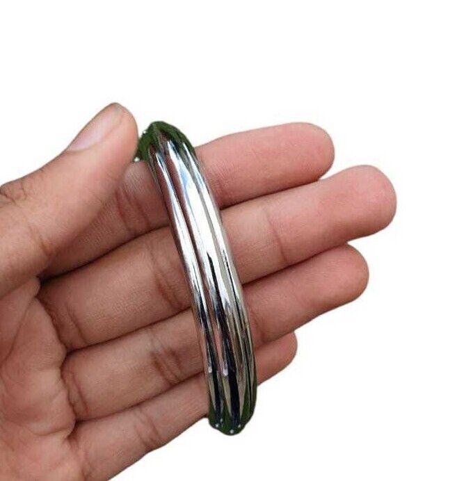 Chrome Plated Kara Sikh Kada Singh Kaur Khalsa Round Edged Thin Bracelet V39 NEW