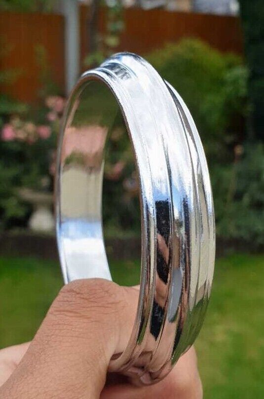 Chrome Plated Kara Sikh Kada Singh Kaur Khalsa Round Edged Thick Bracelet V40