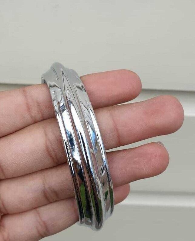 Chrome Plated Kara Sikh Kada Singh Kaur Khalsa Round Edged Thick Bracelet V40
