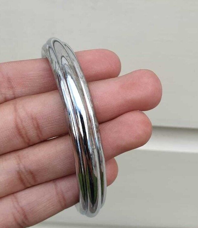 Chrome Plated Kara Sikh Kada Singh Kaur Khalsa Round Edged Thin Bracelet V39 NEW