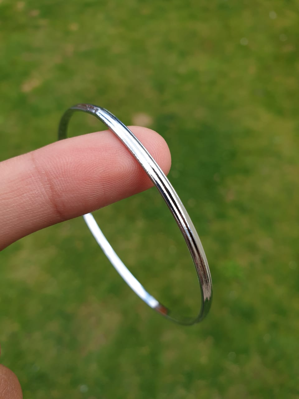 Stunning Chrome Plated Silver Tone very Thin Sikh Khalsa Kara Bracelet Bangle C7