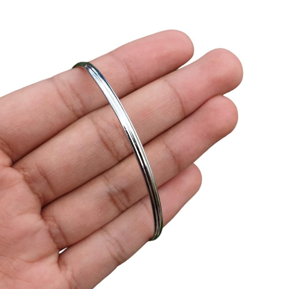 Stunning Chrome Plated Silver Tone very Thin Sikh Khalsa Kara Bracelet Bangle C7