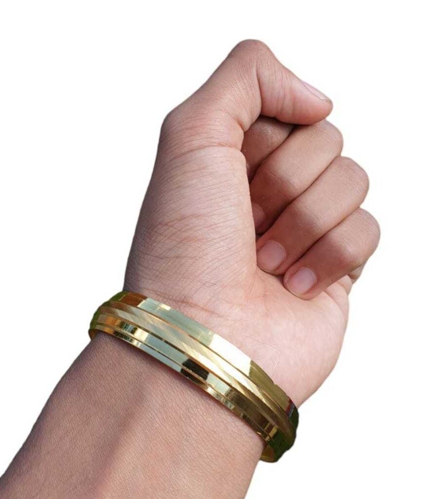 Sikh Kara Gold plated 22ct Look Wide Kada Singh Kaur Khalsa Religious Bangle T15
