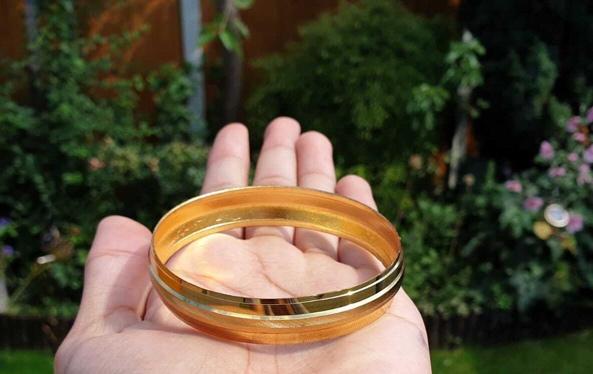 Sikh Kara Gold plated 22ct Look Wide Kada Singh Kaur Khalsa Religious Bangle T15