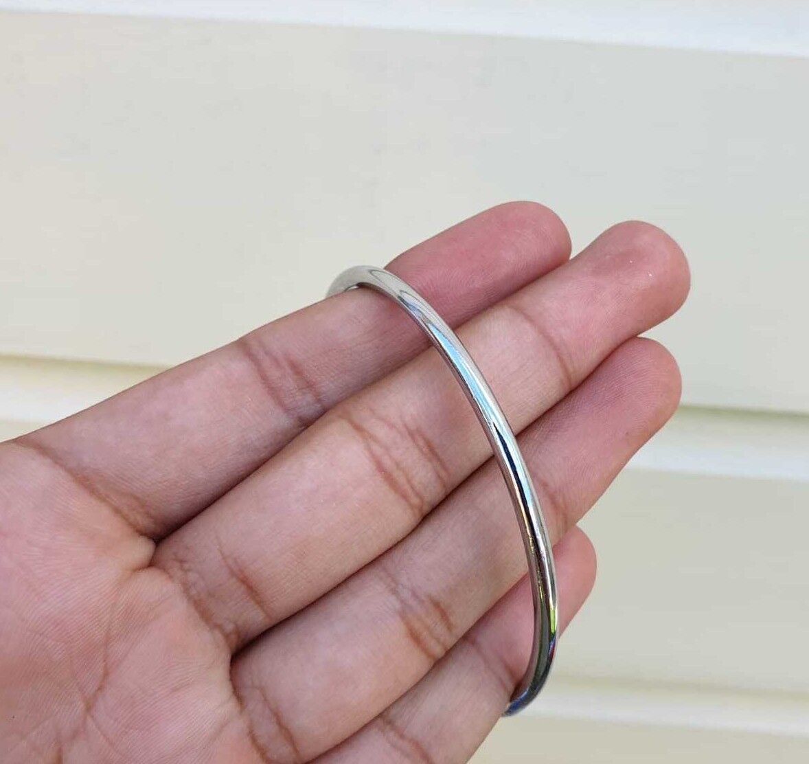 Chrome Plated Kara Silver Smooth Sikh Bracelet Singh Kaur Khalsa Bangle T14 NEW