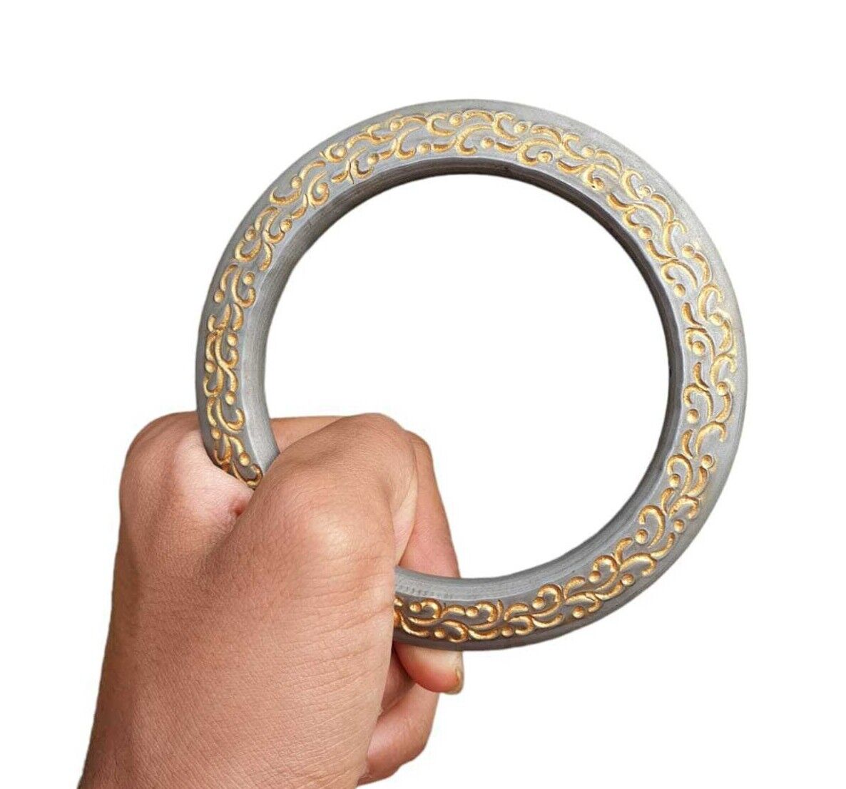 Sarbloh Chakri Kara Engraved Floral Design Punjabi Kada Sikh Singh Bangle S21K Handmade design Loha Kurra