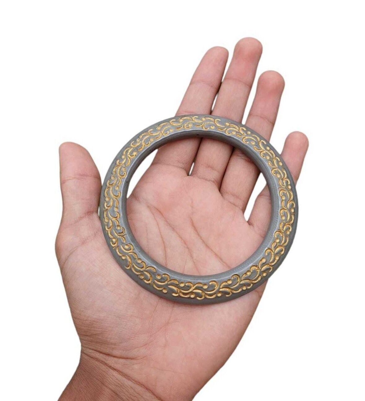 Sarbloh Chakri Kara Engraved Floral Design Punjabi Kada Sikh Singh Bangle S21K Handmade design Loha Kurra