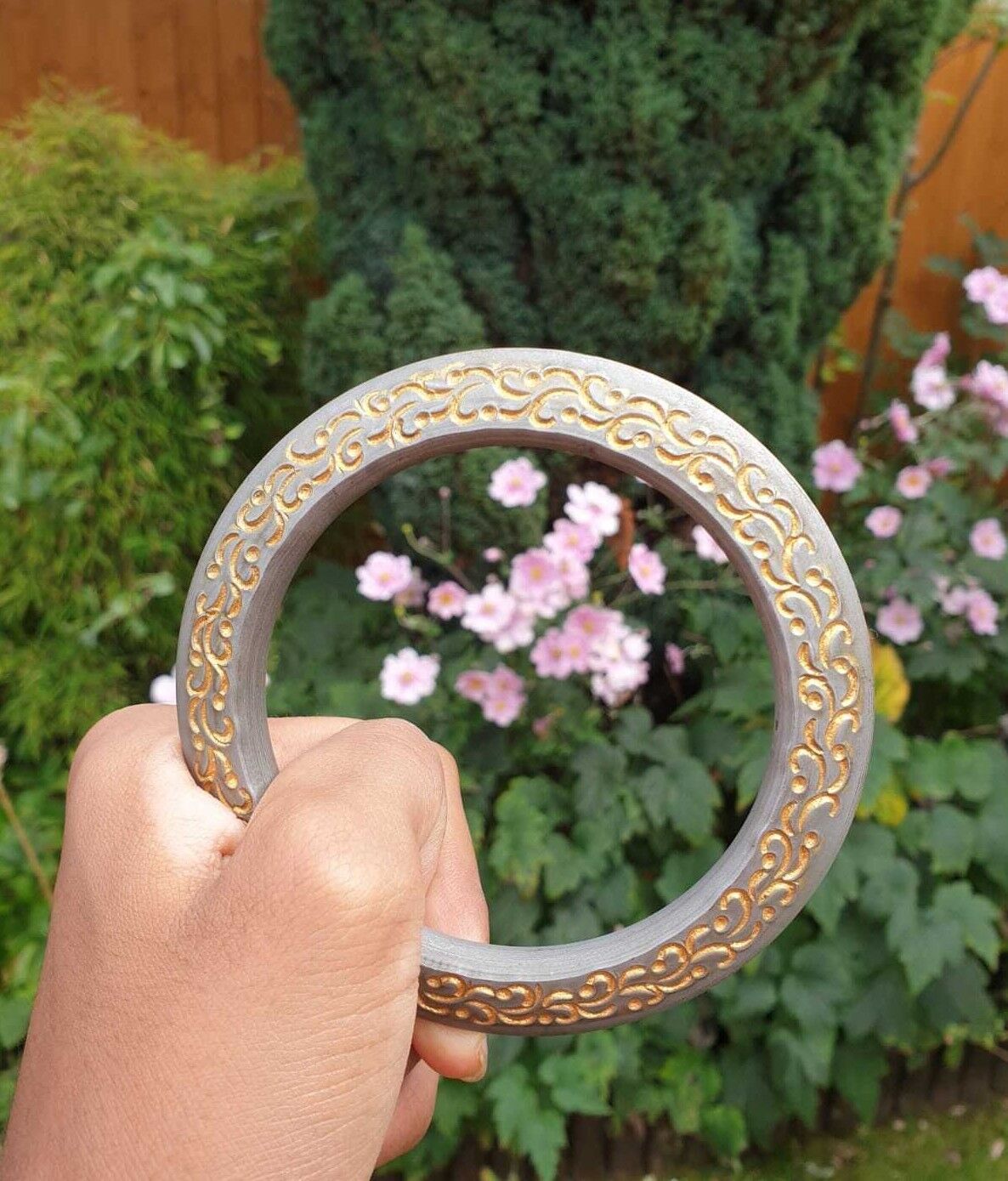 Sarbloh Chakri Kara Engraved Floral Design Punjabi Kada Sikh Singh Bangle S21K Handmade design Loha Kurra