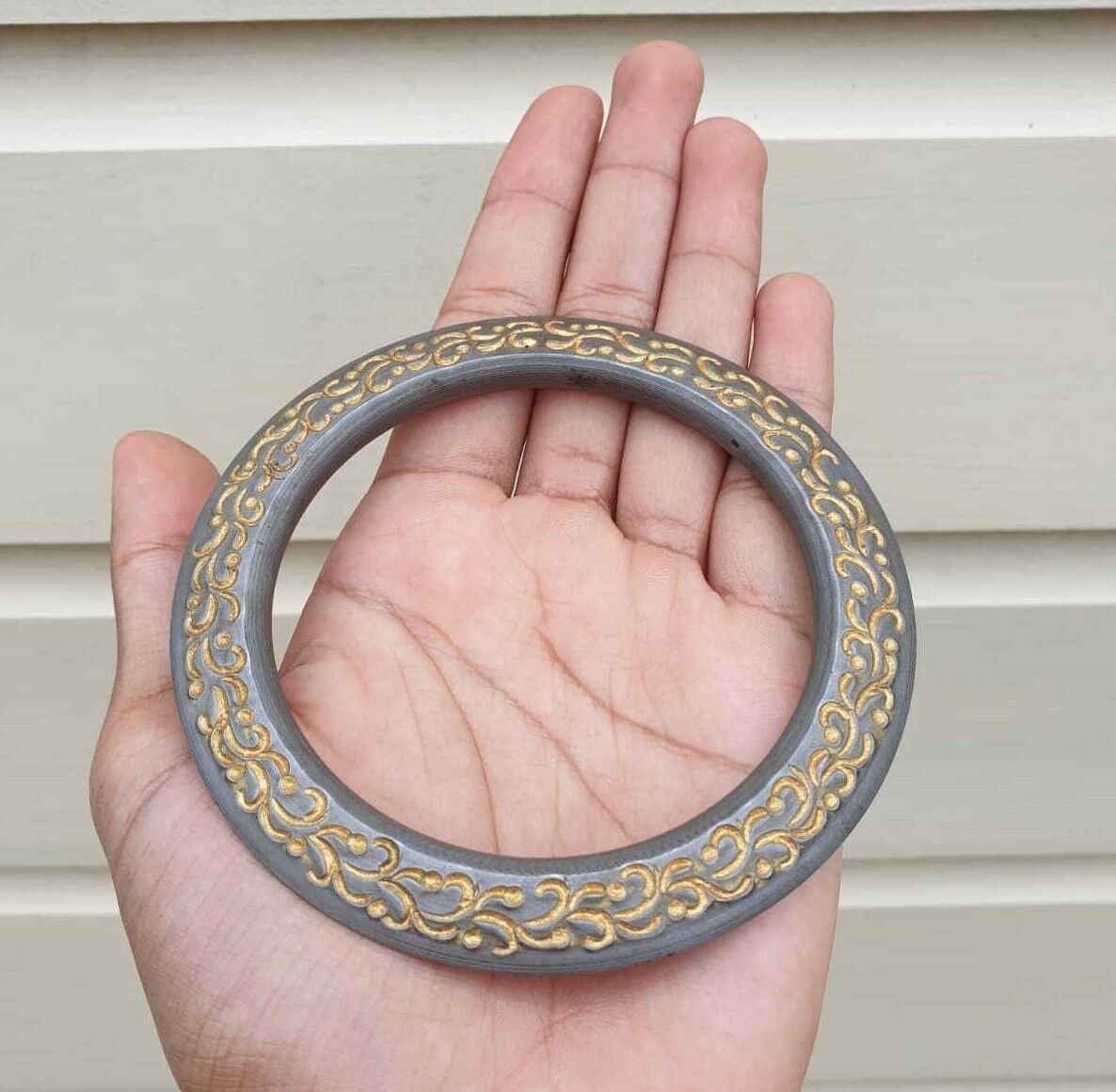 Sarbloh Chakri Kara Engraved Floral Design Punjabi Kada Sikh Singh Bangle S21K Handmade design Loha Kurra