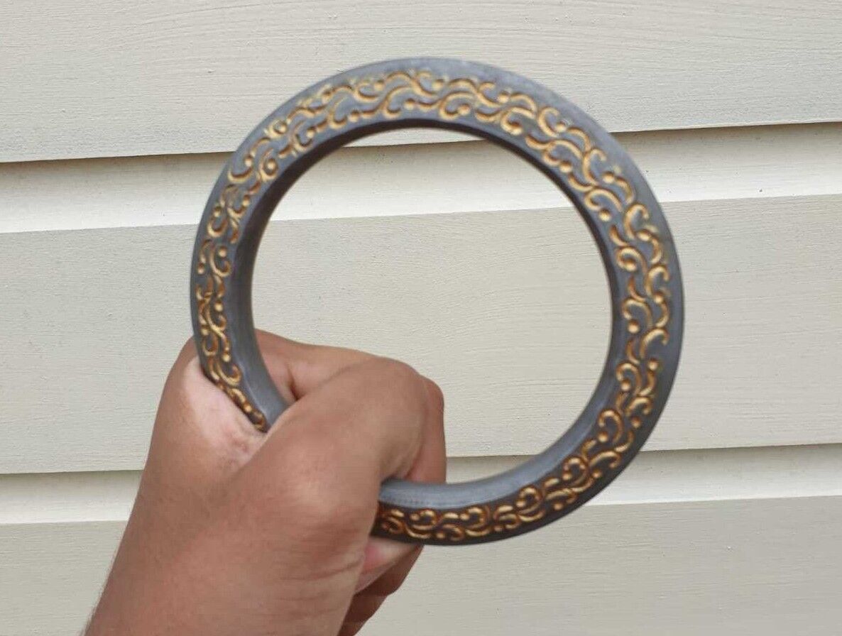 Sarbloh Chakri Kara Engraved Floral Design Punjabi Kada Sikh Singh Bangle S21K Handmade design Loha Kurra