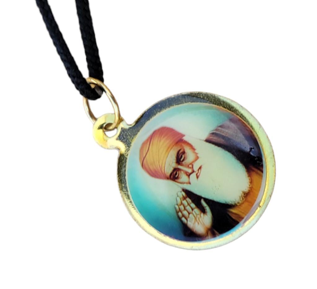 Guru Nanak Ji Baba Vadbhag Singh Sikh Round Pendant Black Evil Shield Thread MM1