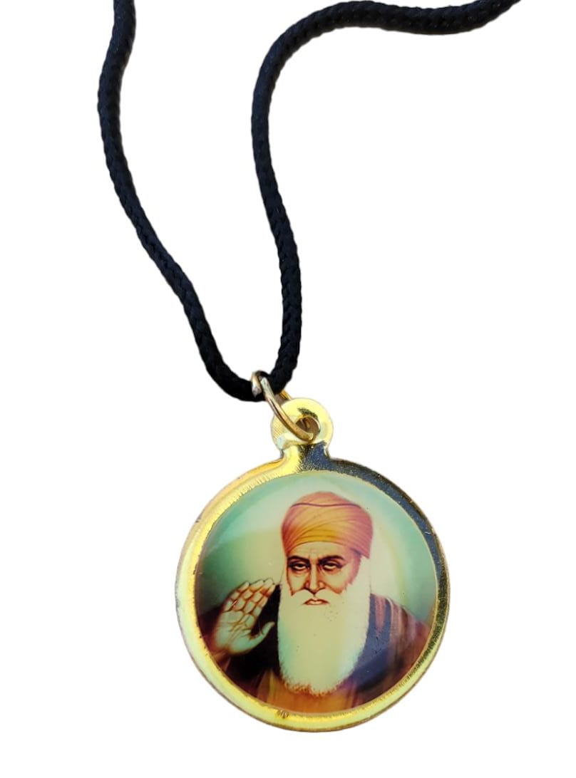 Guru Nanak Ji Baba Vadbhag Singh Sikh Round Pendant Black Evil Shield Thread MM1