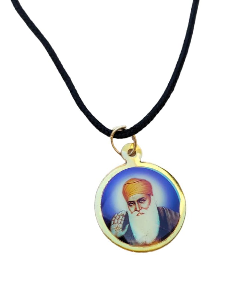 Guru Nanak Ji Baba Vadbhag Singh Sikh Round Pendant Black Evil Shield Thread MM1