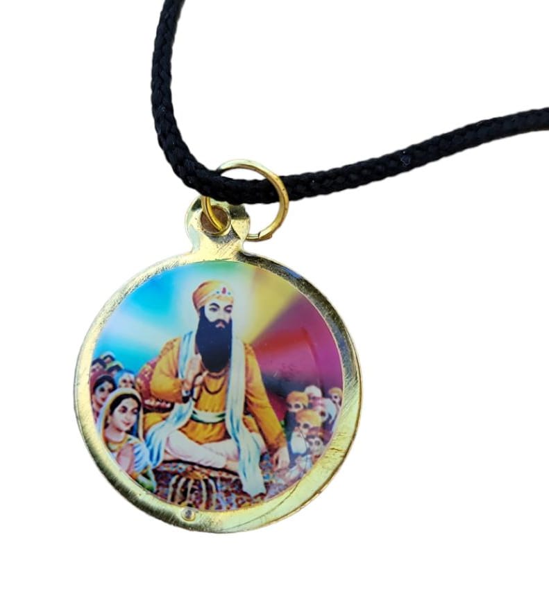 Guru Nanak Ji Baba Vadbhag Singh Sikh Round Pendant Black Evil Shield Thread MM1