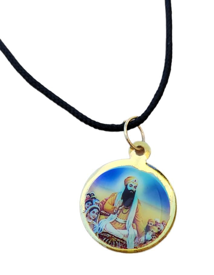 Guru Nanak Ji Baba Vadbhag Singh Sikh Round Pendant Black Evil Shield Thread MM1