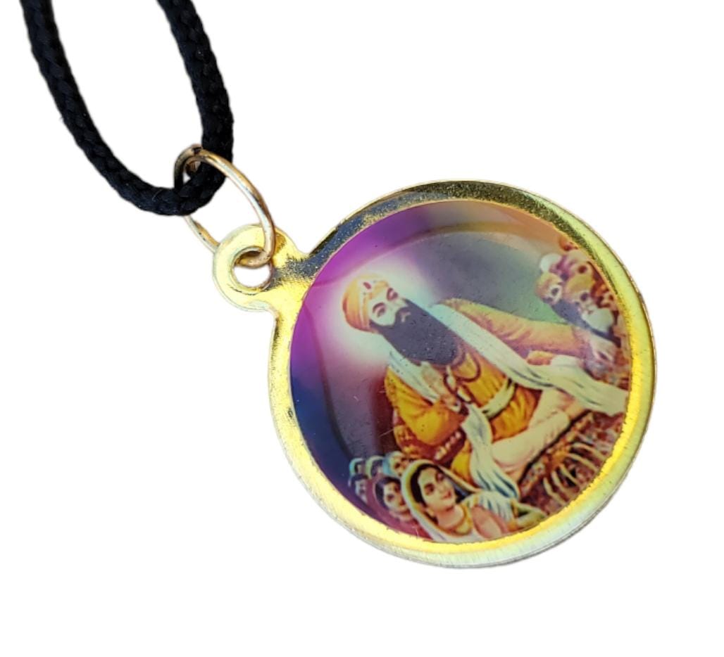 Guru Nanak Ji Baba Vadbhag Singh Sikh Round Pendant Black Evil Shield Thread MM1