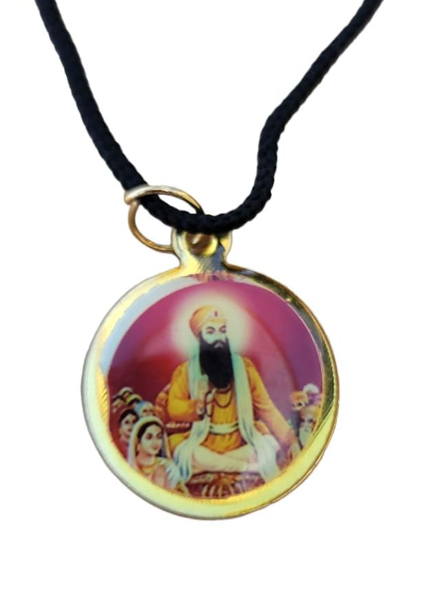 Guru Nanak Ji Baba Vadbhag Singh Sikh Round Pendant Black Evil Shield Thread MM1