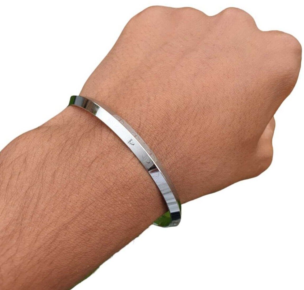 Sikh Khanda Kara Laser Engraved Silver Plated Kada Singh Khalsa Bangle New CC33