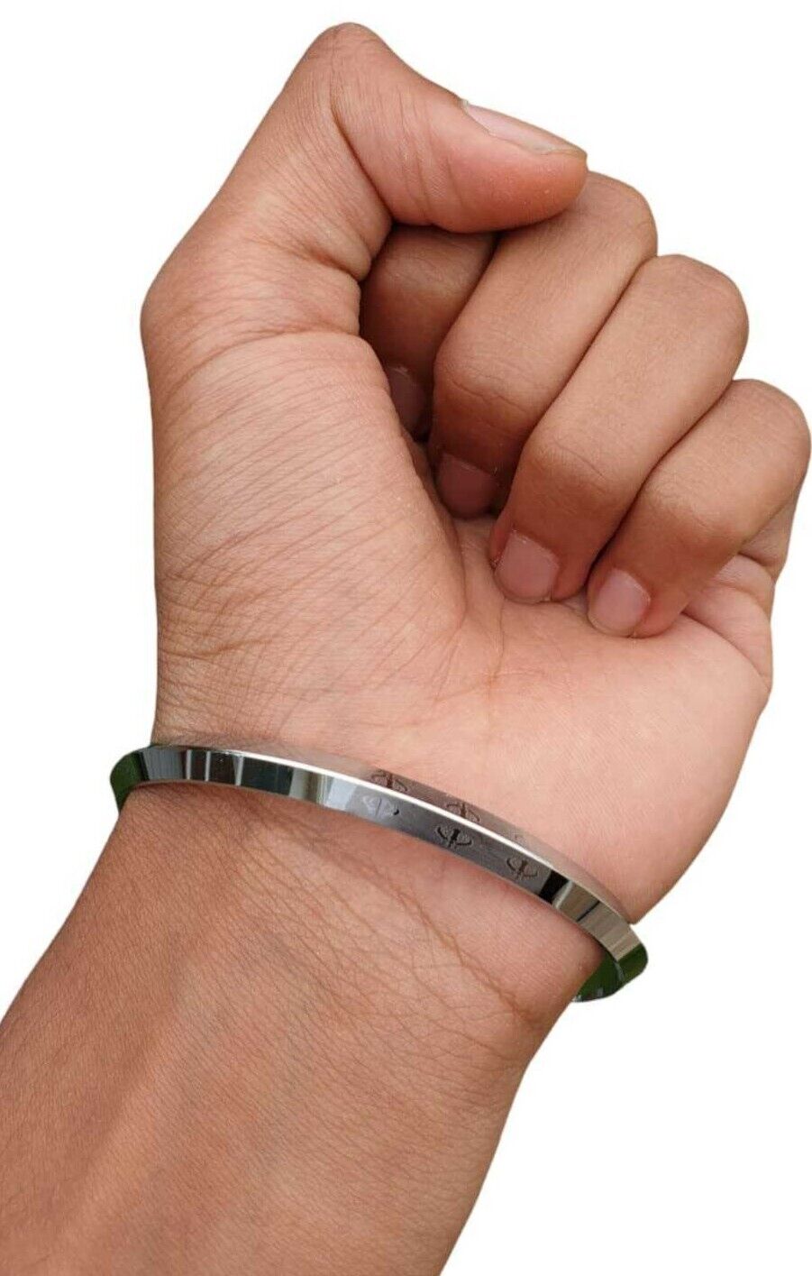 Sikh Khanda Kara Laser Engraved Silver Plated Kada Singh Khalsa Bangle New CC33