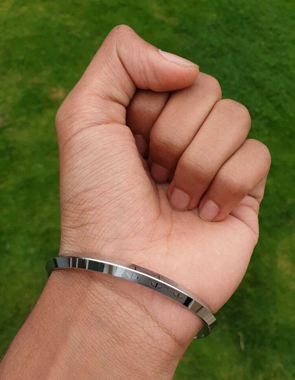 Sikh Khanda Kara Laser Engraved Silver Plated Kada Singh Khalsa Bangle New CC33