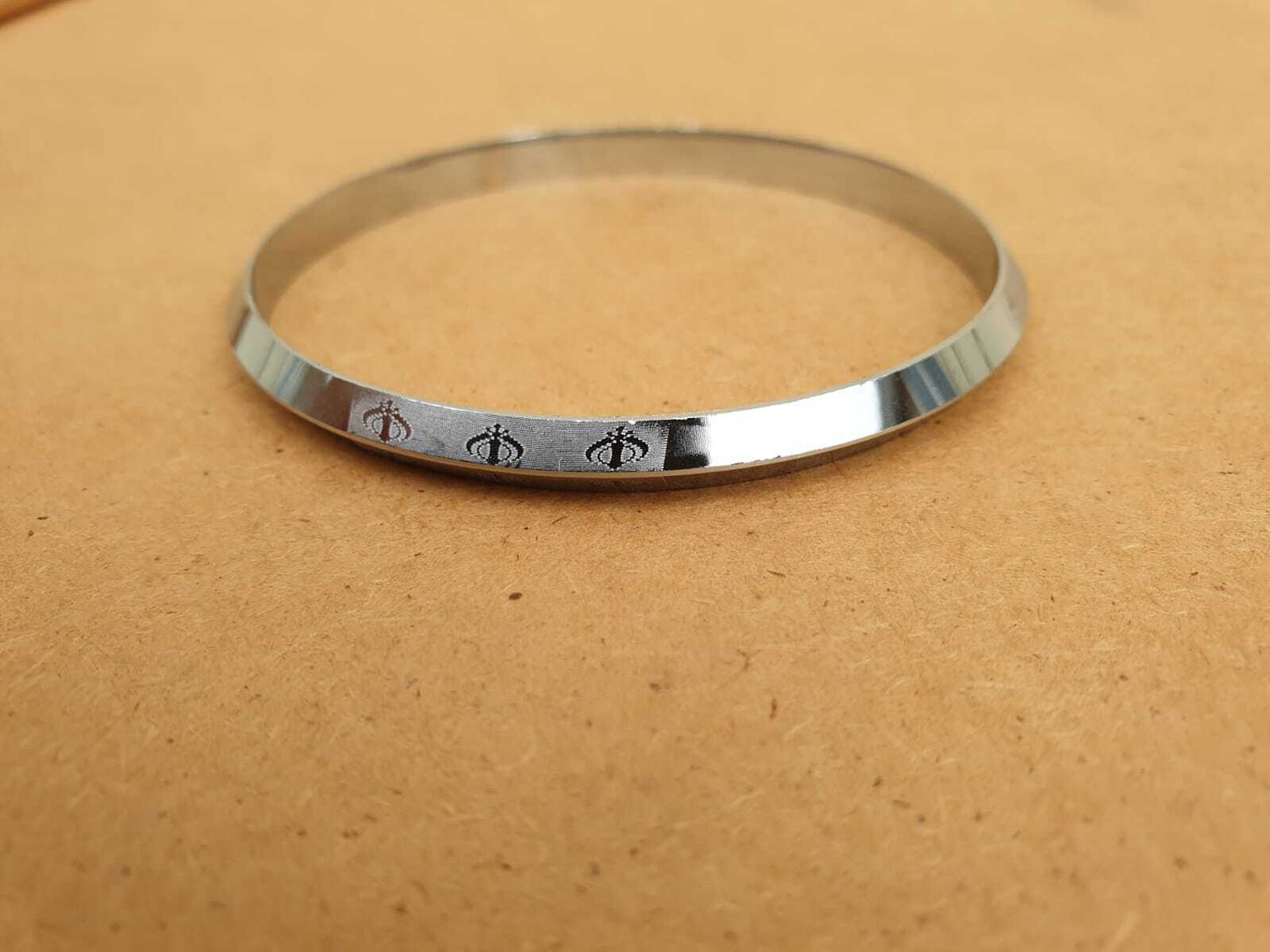 Sikh Khanda Kara Laser Engraved Silver Plated Kada Singh Khalsa Bangle New CC33