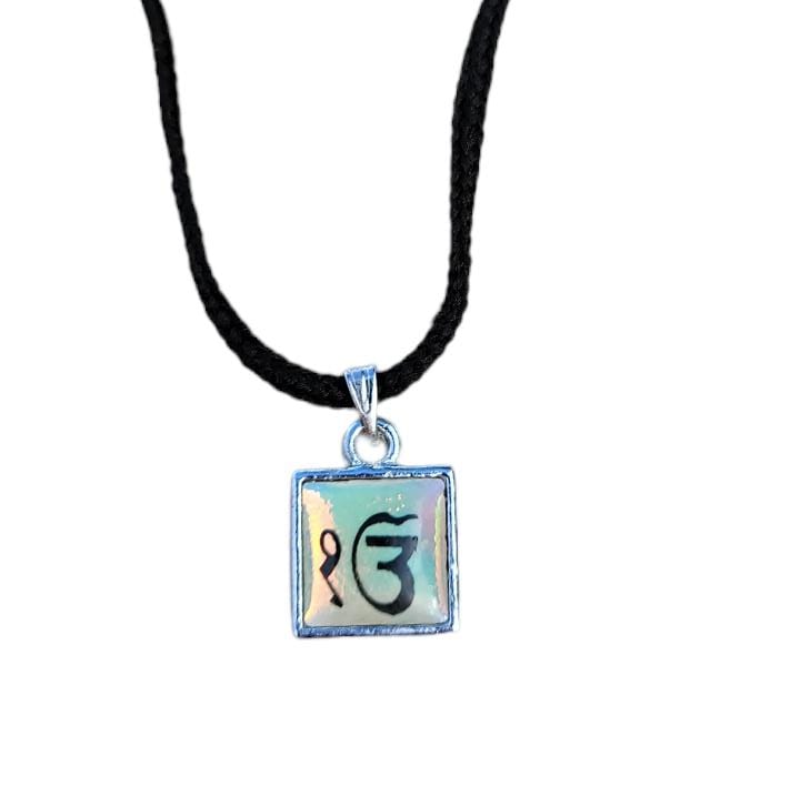 Small Ek Onkar Pendant Punjabi Sikh Singh Silver Tone Eik Square Necklace LL31R