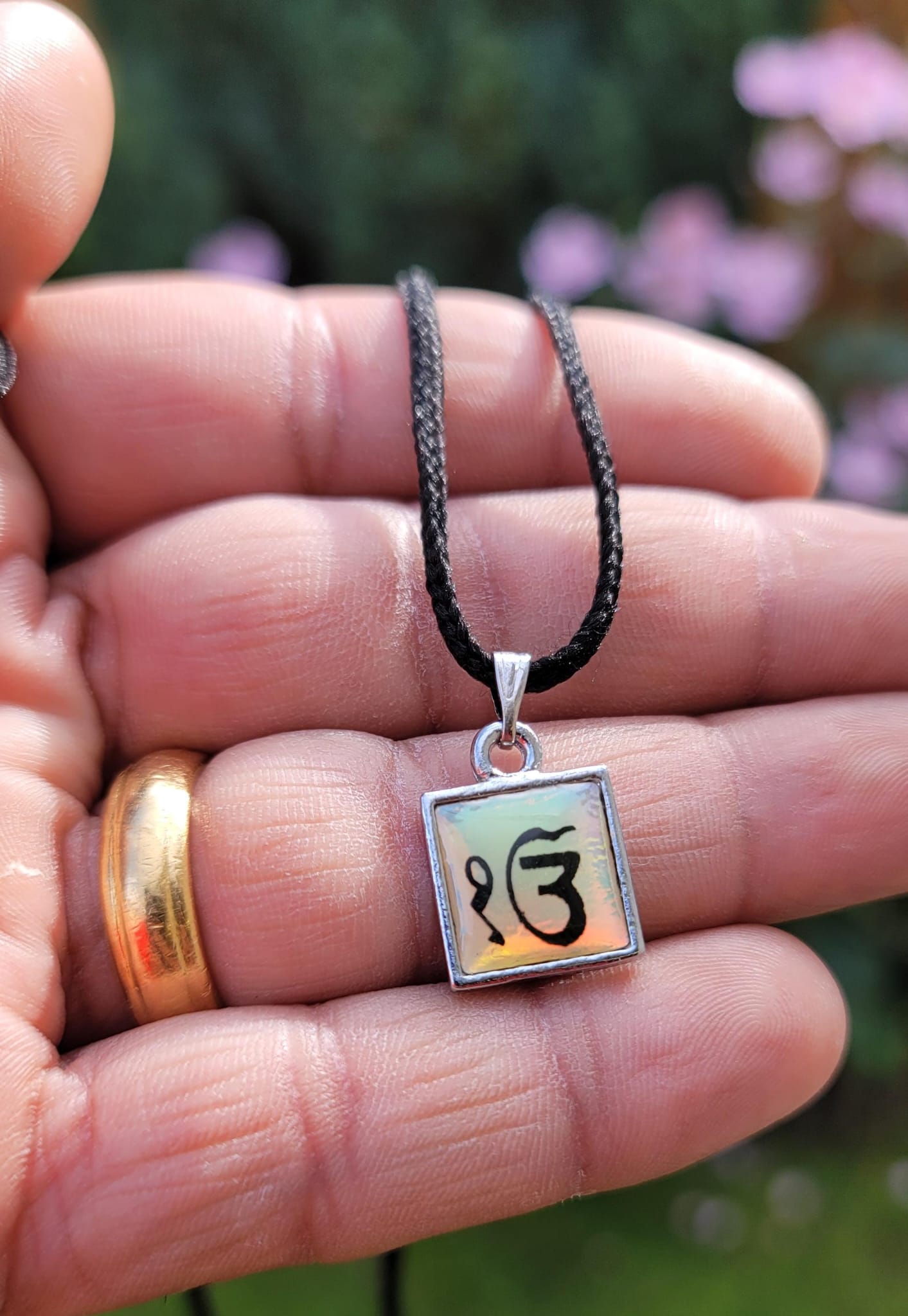 Small Ek Onkar Pendant Punjabi Sikh Singh Silver Tone Eik Square Necklace LL31R