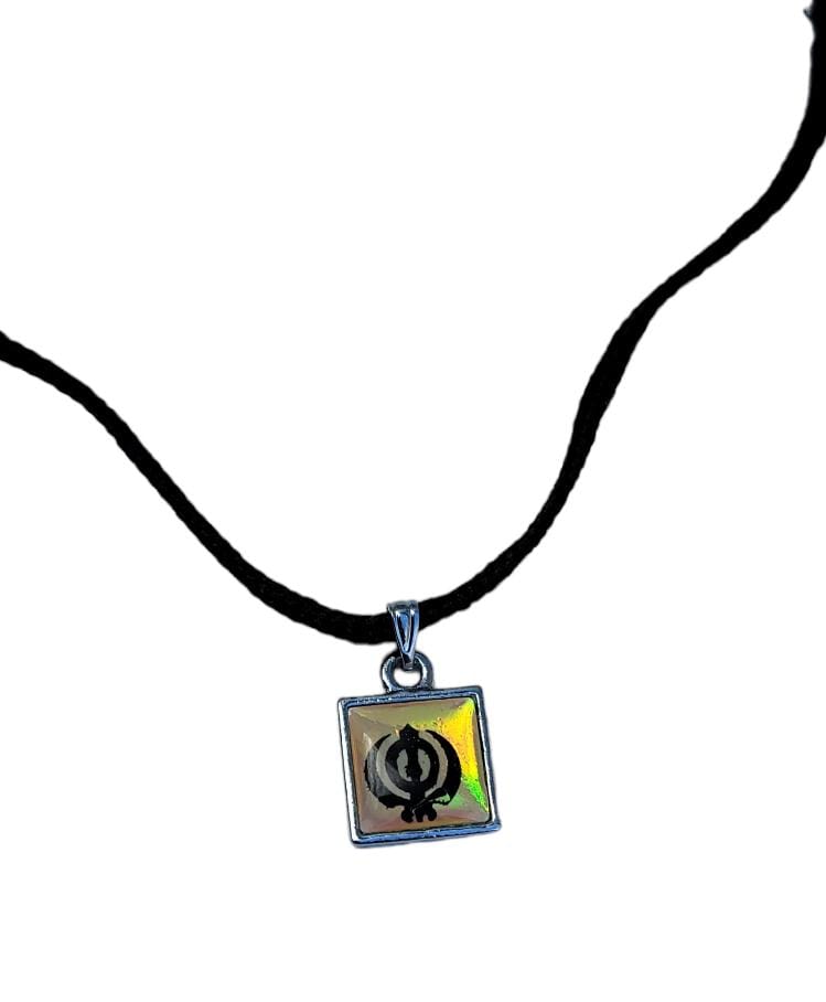 Small Punjabi Sikh Singh Khanda Square Pendant black thread necklace Locket LL32