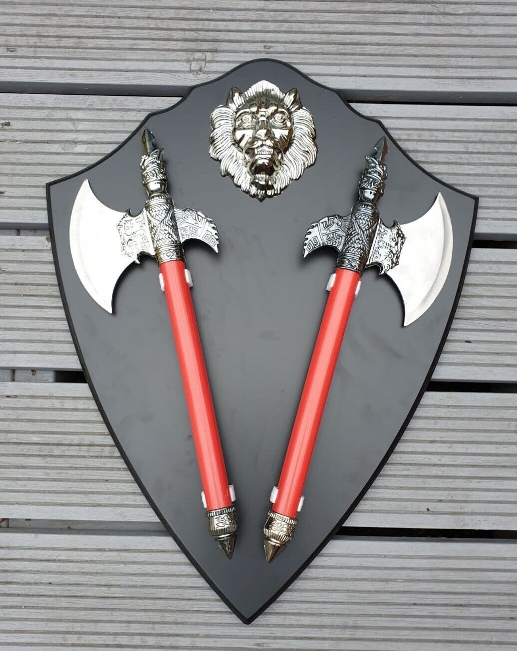 Sikh Lion Axe Fantasy War Shield Nihang Singh Sparta Wall Decor Wall Mounted LL2