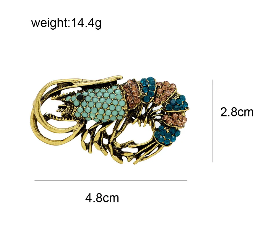 Shrimp Celebrity Brooch Stunning Vintage Look Retro Style Prawn Broach Pin R1