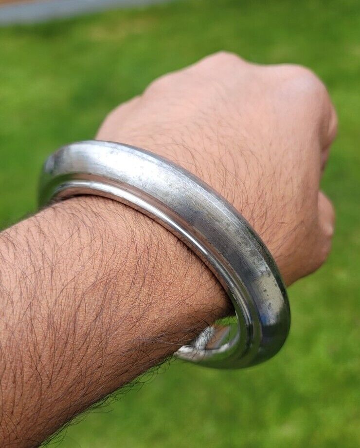 Sarbloh Kara Sikh Kada Kakaar Pure Iron Smooth Karha Heavy Warrior Bangle UK EE16R