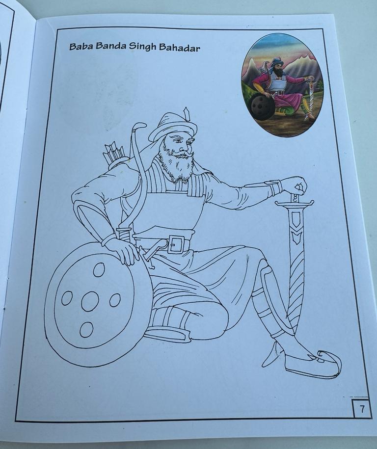 Children colouring book of sikh warriors pictures religious colour book for kids
