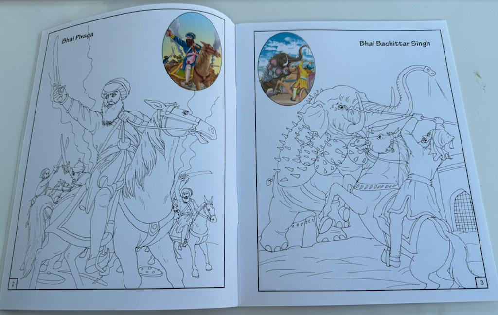 Children colouring book of sikh warriors pictures religious colour book for kids