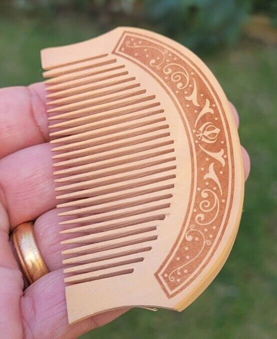 Sikh Comb Wooden Kanga Singh Kaur Kakar Khalsa 1 of 5 Ks Khanda engraved New PP3G