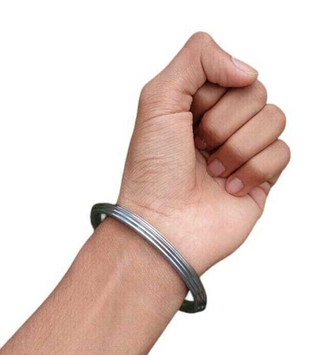 Sarbloh Iron Kara Five Lines Design Sikh Kada Singh Kaur Khalsa Bangle CC31 NEW