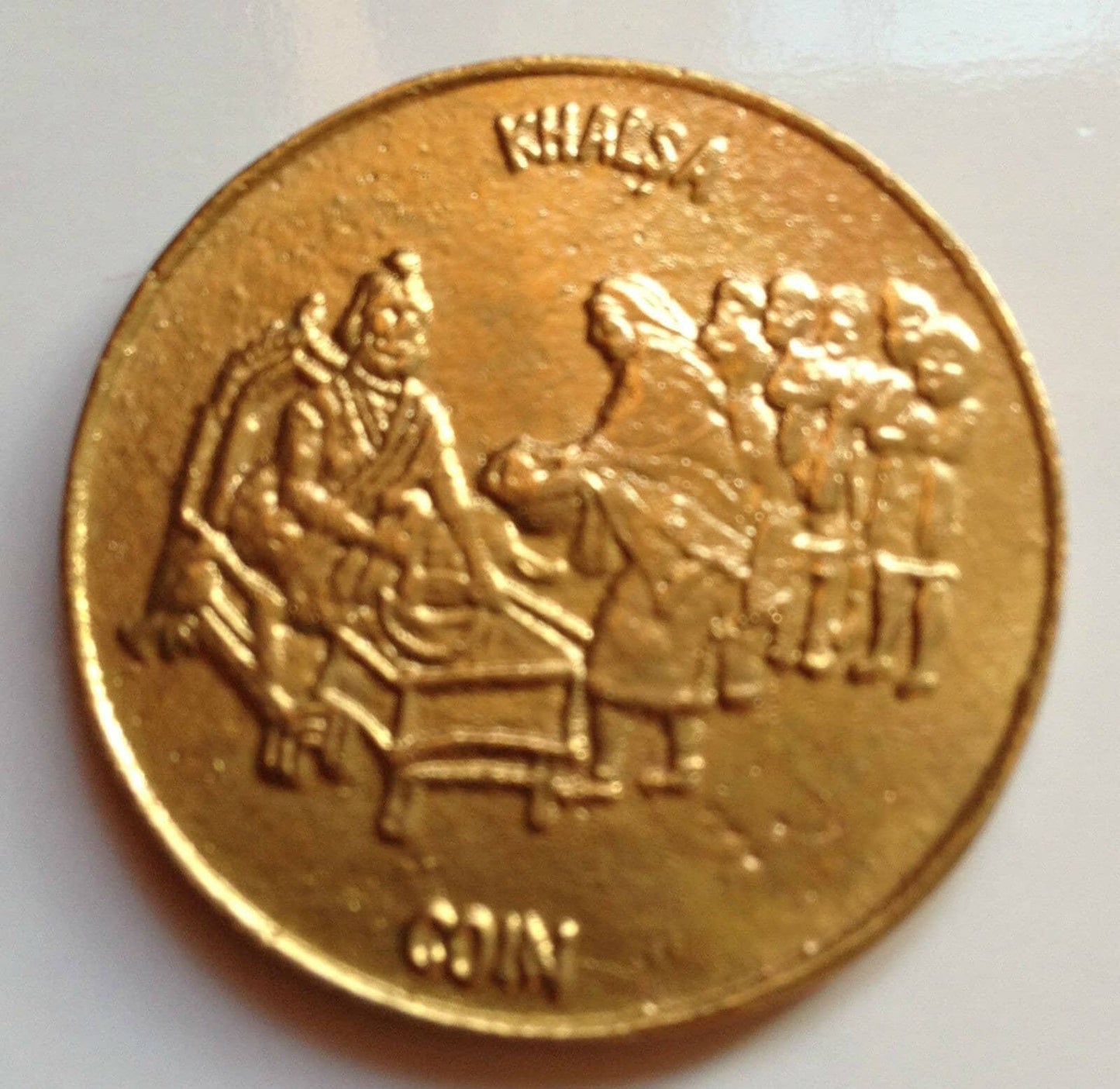 Khalsa 300 Years Coin Brass Sikh Guru Gobind Singh Ji Amrit Flag Token Gift 1999