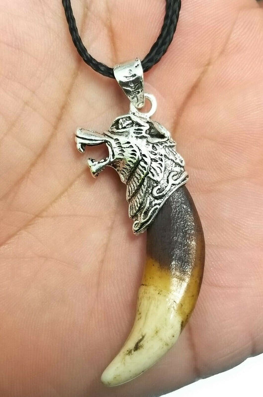 Authentic wolf tooth pendant evil eye protection witcher good luck necklace aaab
