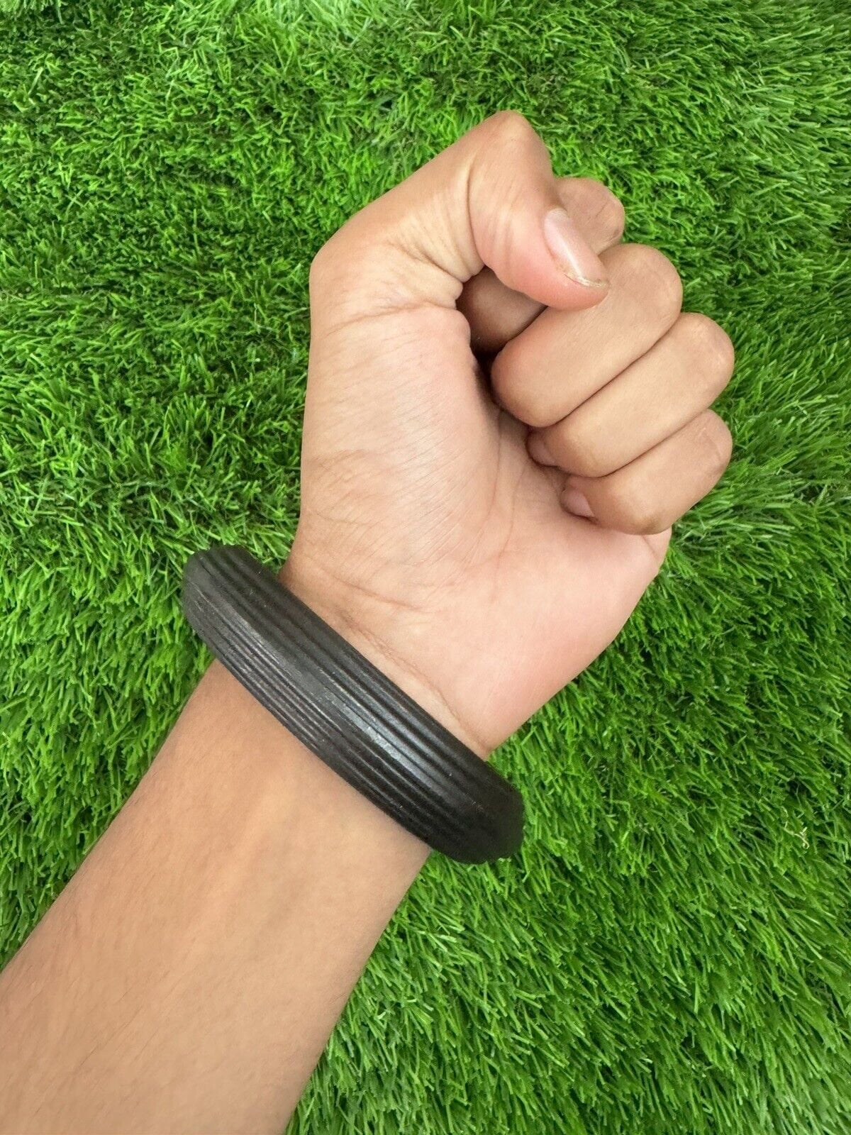 Sarbloh Kara Black Dori Edge Pure Iron Sikh Kada Heavy Khalsa Bangle OF1 Singh
