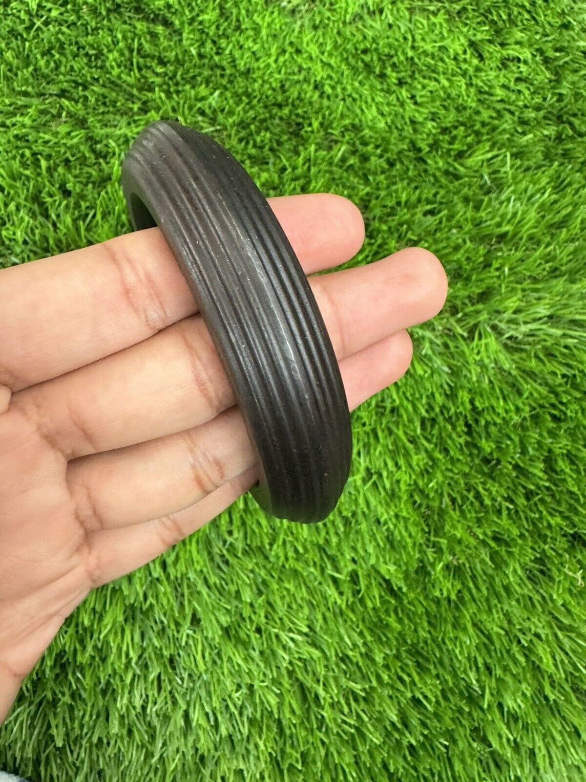 Sarbloh Kara Black Dori Edge Pure Iron Sikh Kada Heavy Khalsa Bangle OF1 Singh
