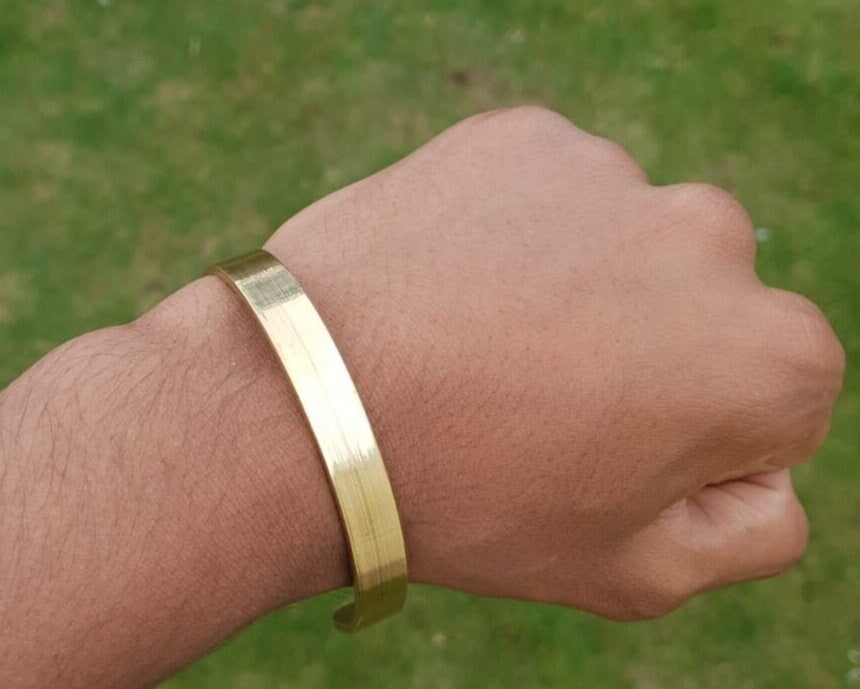 Brass Kara 22ct gold look Sikh Chunky Kada Adjustable Bangle Hindu Bracelet Z15