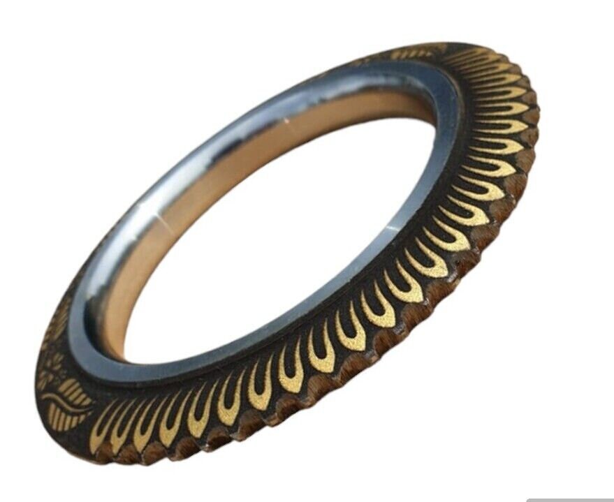 Sarbloh Tooth Kara Floral design Chakri Karha Punjabi Kada Sikh Singh Bangle N10R