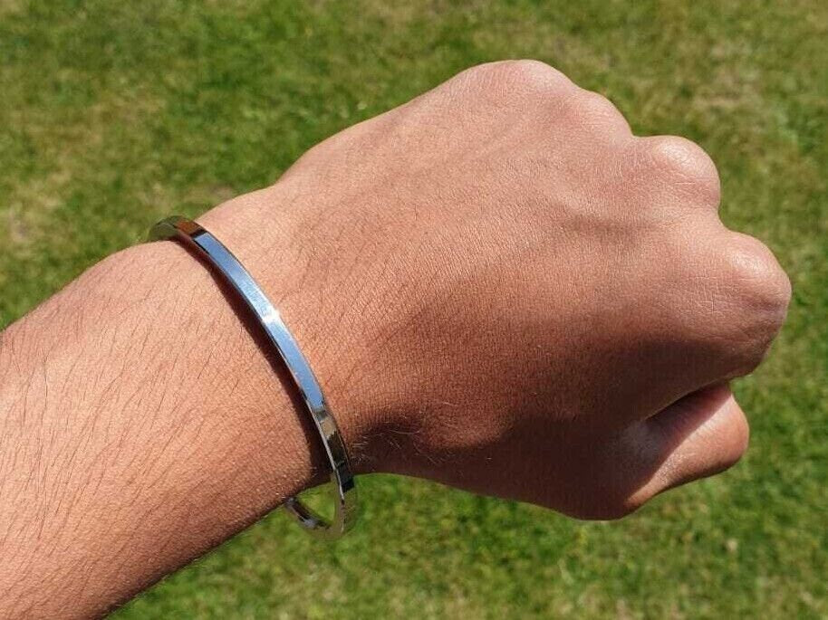 Sikh Kara Stainless Steel Bangle Singh Kaur Punjabi Smooth Flat Thin Kada Khalsa Y12G