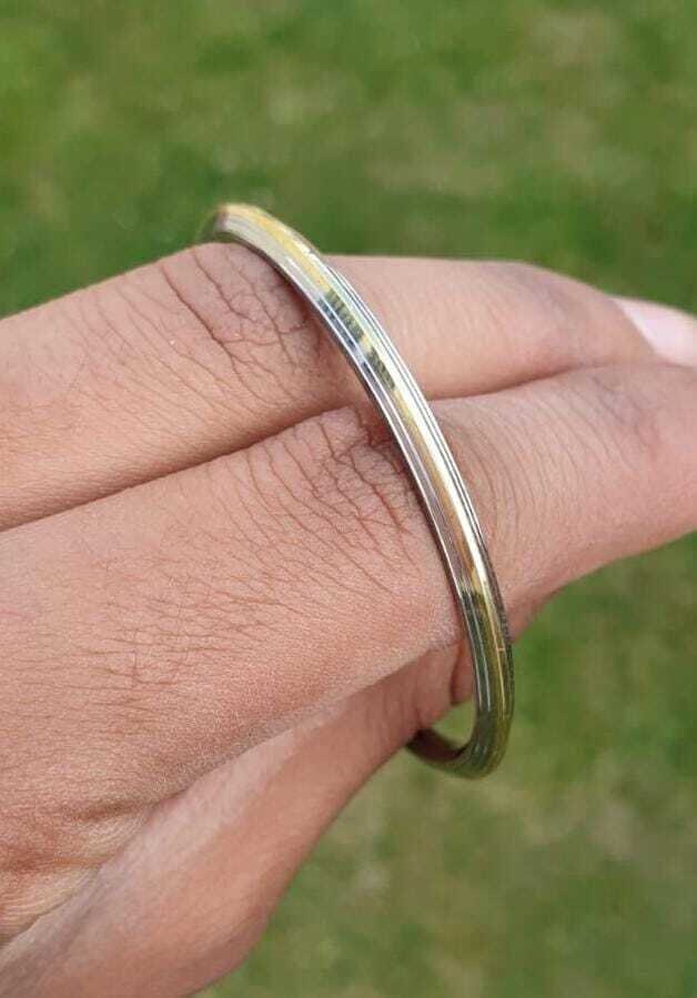 Sikh Kids Kara Stainless Steel Brass Edge Lines Bangle Singh Kaur Kada Y4 New